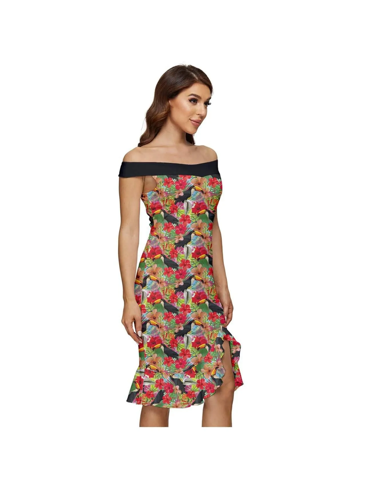 Toucans Off Shoulder Dress