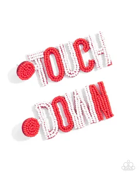 Touchdown Texture - Red Post Earrings - Paparazzi Accessories