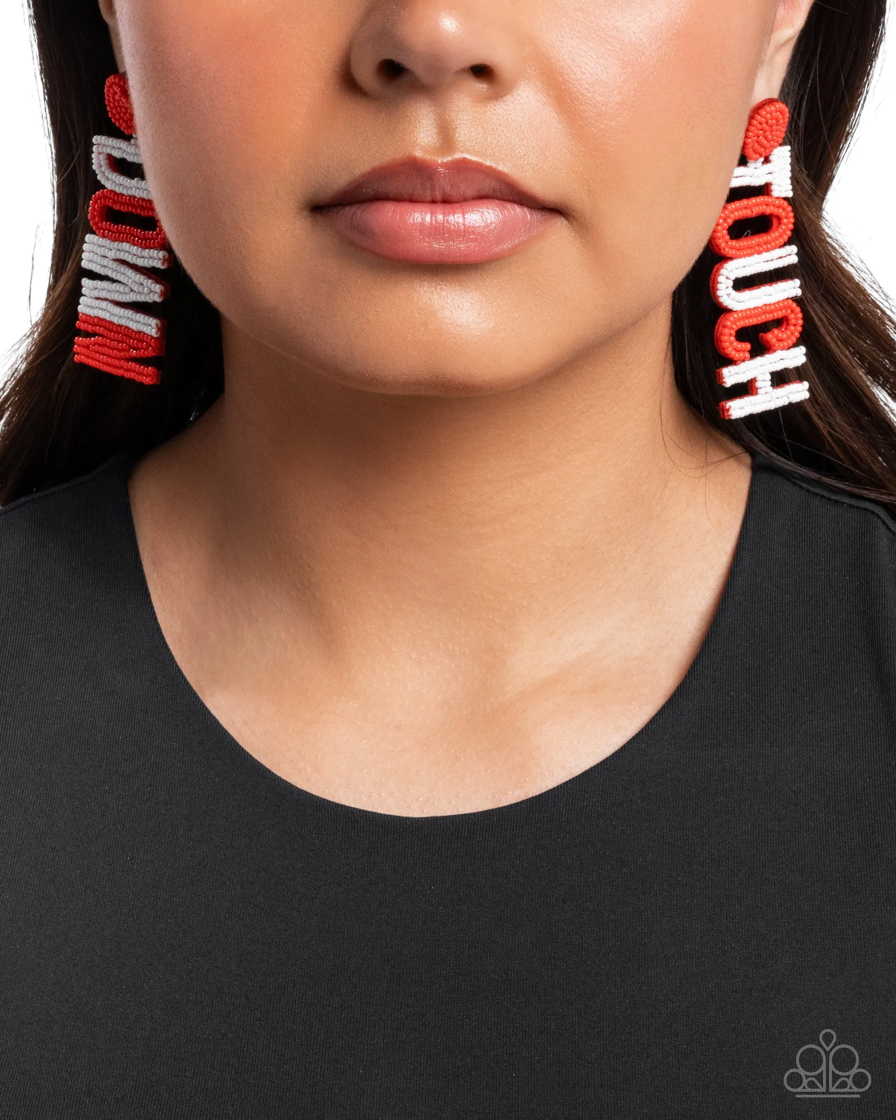 Touchdown Texture - Red Post Earrings - Paparazzi Accessories