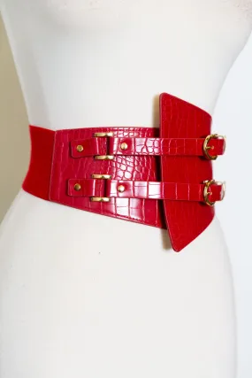 Vegan Leather Corset Belt (Red)