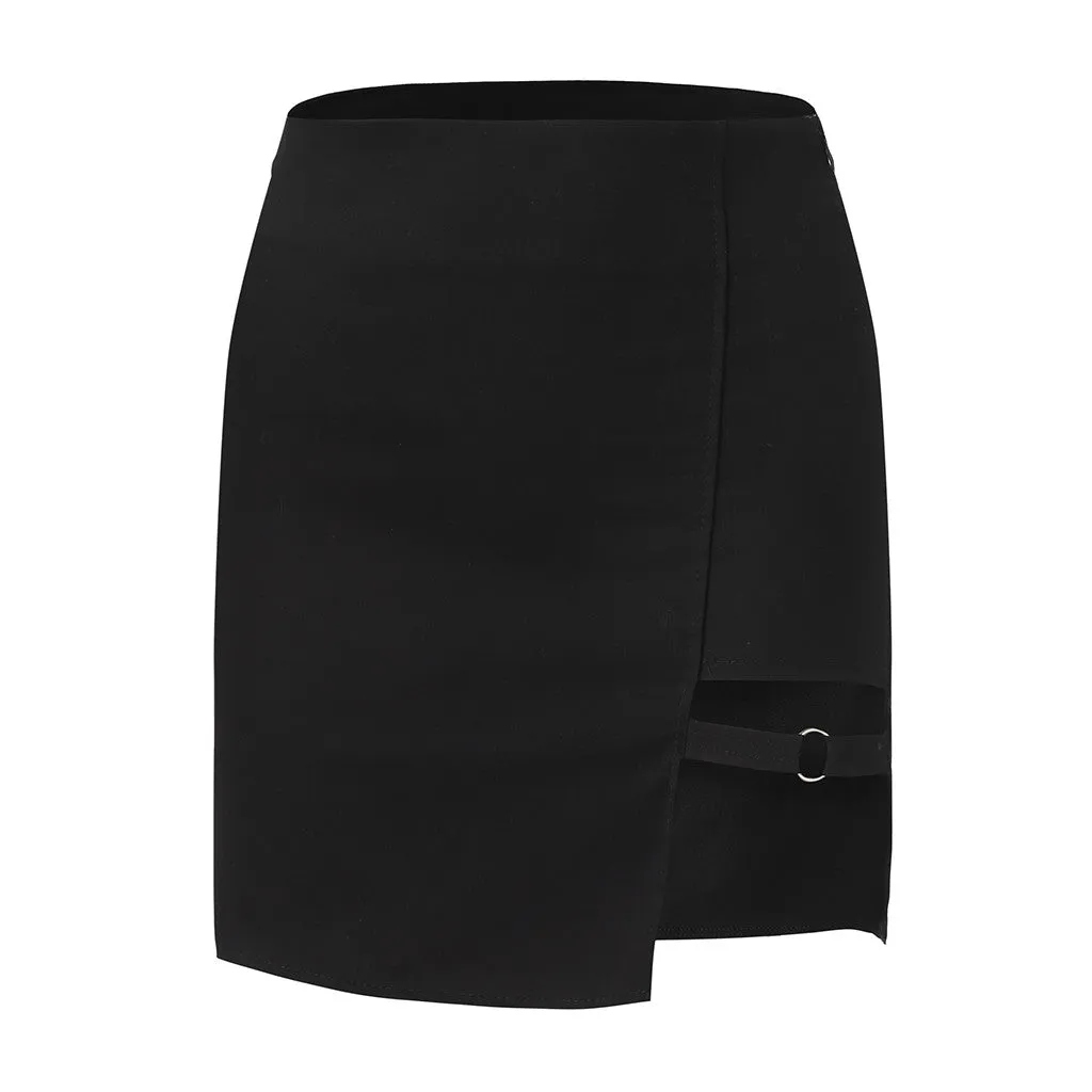 VenusFox Black Lace Up Leather Skirts