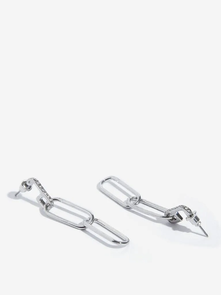 Westside Accessories Silver Chain Design Earrings