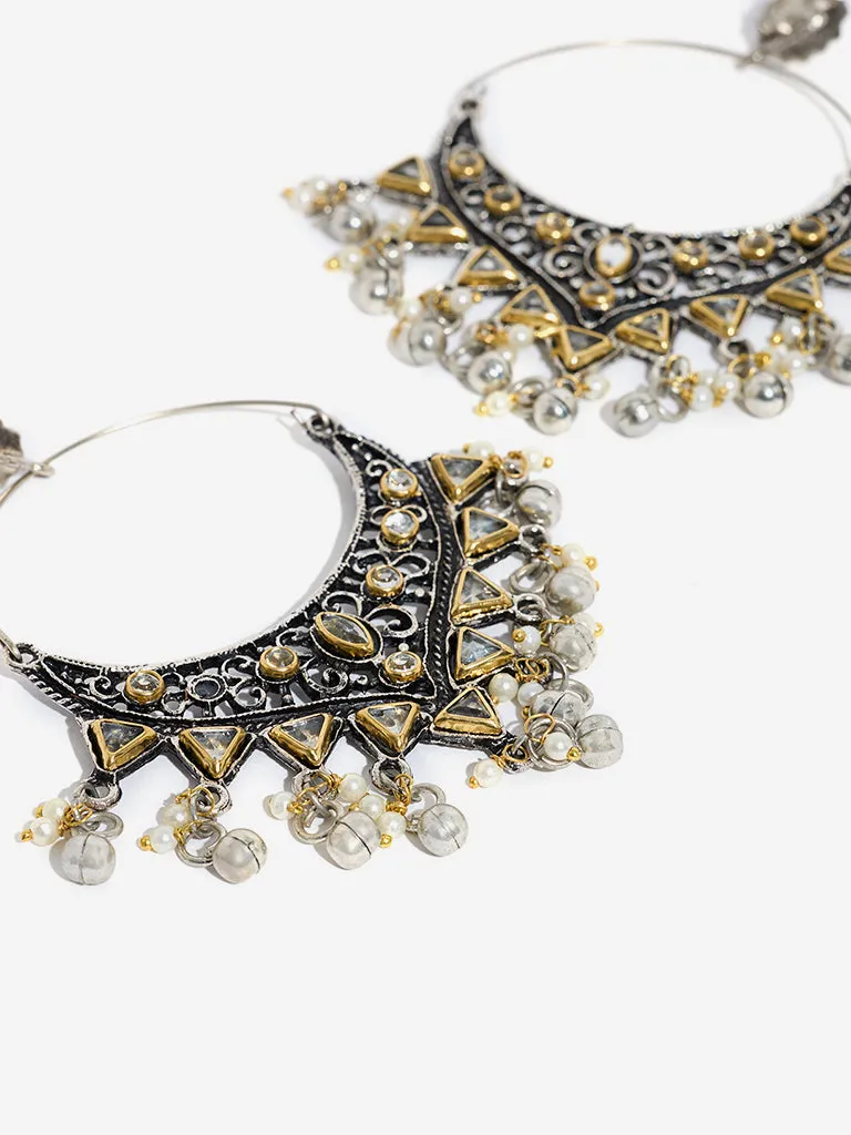 Westside Accessories Silver Oxidized Chand Bali Earrings