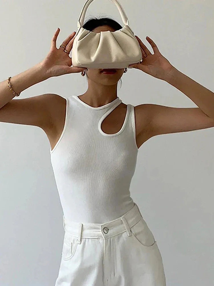 White Sleeveless Crop Top