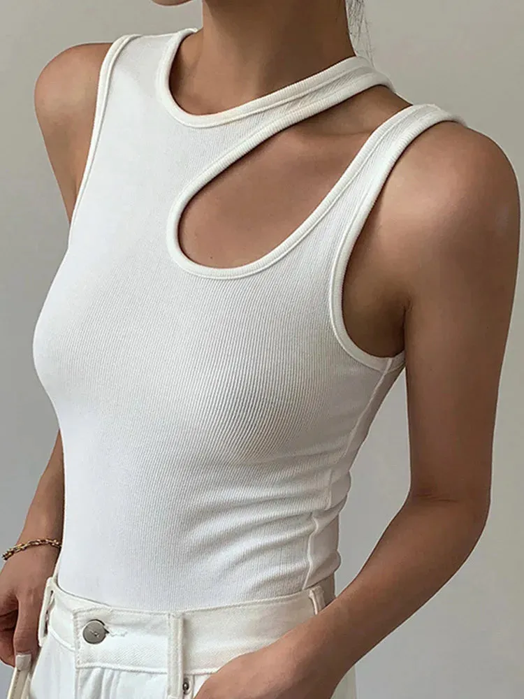 White Sleeveless Crop Top