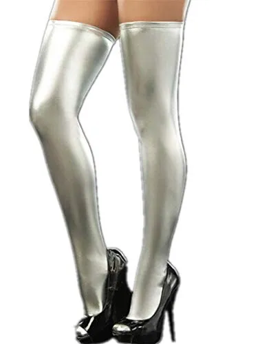 Women's Wet Look High Stockings Shiny Metallic Stockings Rave Dance Ladies Nightwear Clubwear Dance Party Costume Fancy Dress