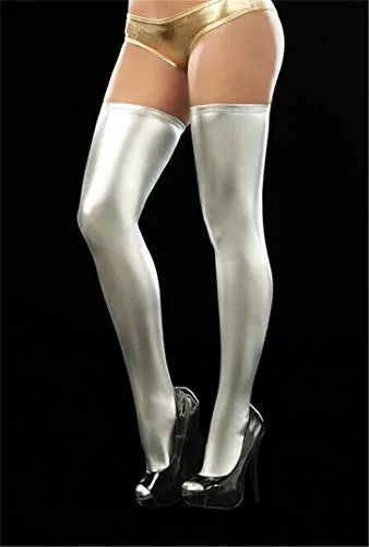 Women's Wet Look High Stockings Shiny Metallic Stockings Rave Dance Ladies Nightwear Clubwear Dance Party Costume Fancy Dress